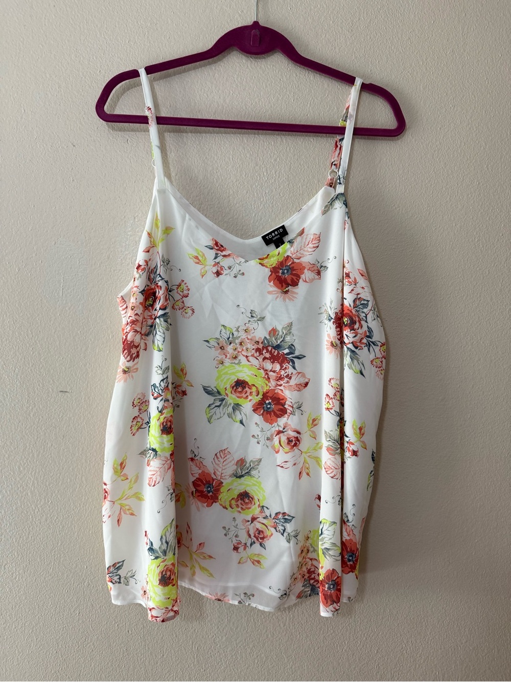 Torrid White Floral Spaghetti Strap Tank Top AVA
